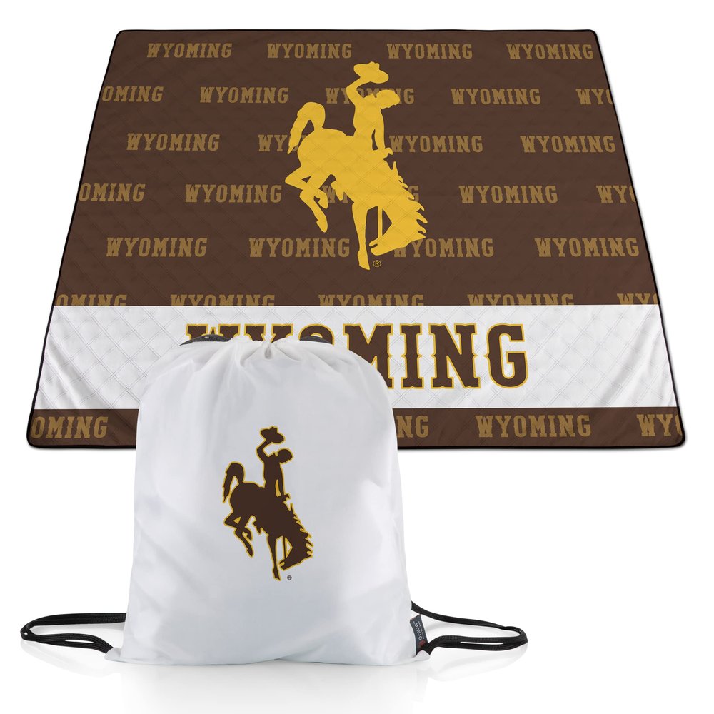 Picnic TIME NCAA Wyoming Cowboys Impressa Picnic Blanket, Lightweight Beach Blanket, Machine Washable, Outdoor Blanket, (Brown and Gold)