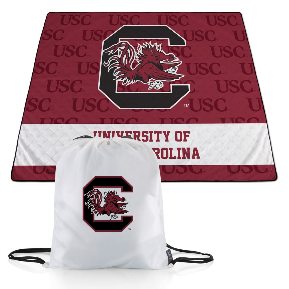 Picnic TIME NCAA South Carolina Gamecocks Impressa Picnic Blanket, Lightweight Beach Blanket, Machine Washable, Outdoor Blanket, (Red and White)
