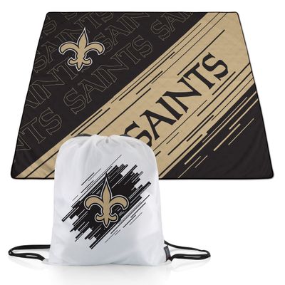 PICNIC TIME NFL New Orleans Saints Impressa Picnic Blanket, Lightweight Beach Blanket, Machine Washable, Outdoor Blanket, (Black and Gold)
