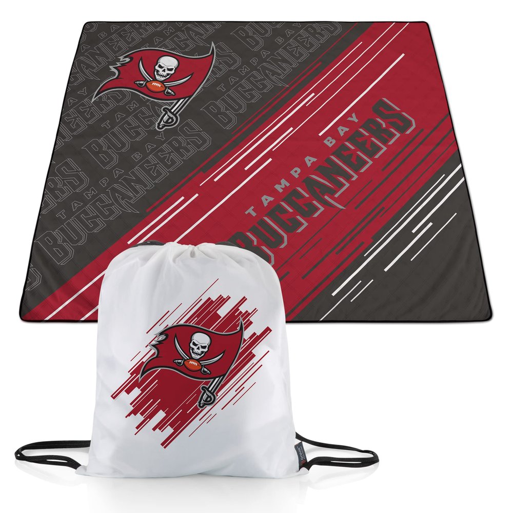 PICNIC TIME NFL Tampa Bay Buccaneers Impressa Picnic Blanket, Lightweight Beach Blanket, Machine Washable, Outdoor Blanket, (Black and Red)