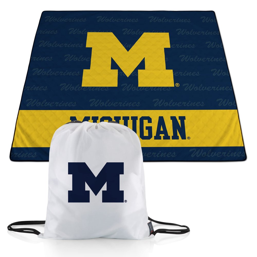 Picnic TIME NCAA Michigan Wolverines Impressa Picnic Blanket, Lightweight Beach Blanket, Machine Washable, Outdoor Blanket, (Blue and Yellow)