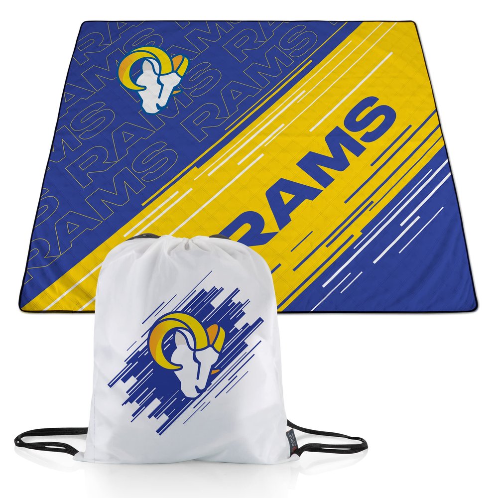 PICNIC TIME NFL Los Angeles Rams Impressa Picnic Blanket, Lightweight Beach Blanket, Machine Washable, Outdoor Blanket, (Blue and Yellow)