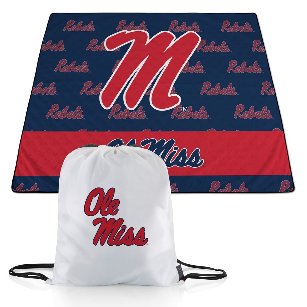 Picnic TIME NCAA Ole Miss Rebels Impressa Picnic Blanket, Lightweight Beach Blanket, Machine Washable, Outdoor Blanket, (Blue and Red)