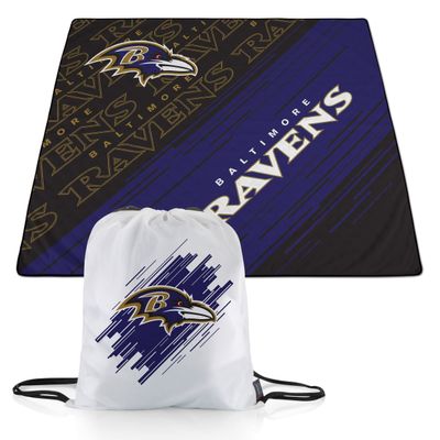 PICNIC TIME NFL Baltimore Ravens Impressa Picnic Blanket, Lightweight Beach Blanket, Machine Washable, Outdoor Blanket, (Black and Purple)