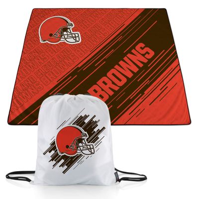 PICNIC TIME NFL Cleveland Browns Impressa Picnic Blanket, Lightweight Beach Blanket, Machine Washable, Outdoor Blanket, (Orange and Brown)