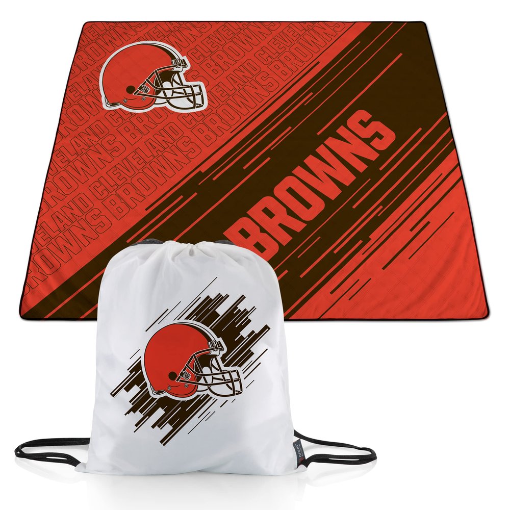 PICNIC TIME NFL Cleveland Browns Impressa Picnic Blanket, Lightweight Beach Blanket, Machine Washable, Outdoor Blanket, (Orange and Brown)