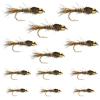 The Fly Fishing Place Tungsten Bead Head Gold Ribbed Hare's Ear Nymph Collection Fly Fishing Flies - Set of 12 Flies 3 Each Hook Size 10, 12, 14, 16 view 1