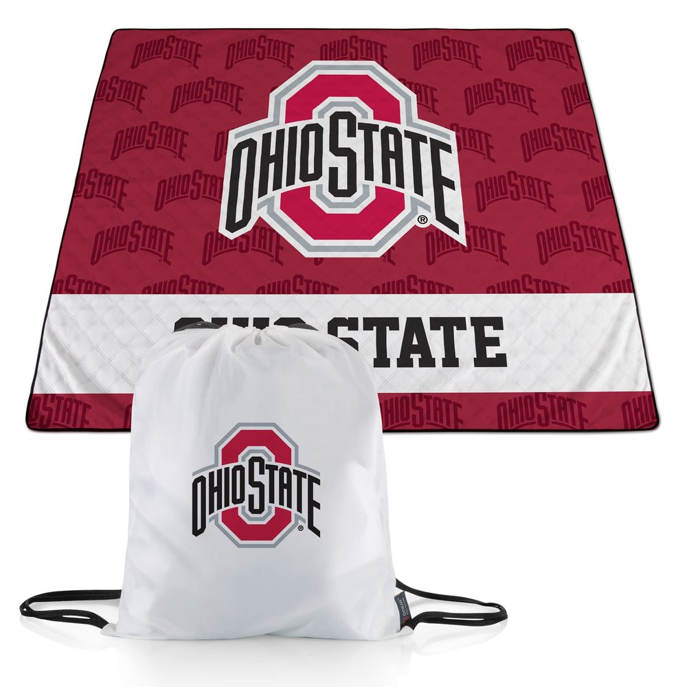 Picnic TIME NCAA Ohio State Buckeyes Impressa Picnic Blanket, Lightweight Beach Blanket, Machine Washable, Outdoor Blanket, (Red and White)