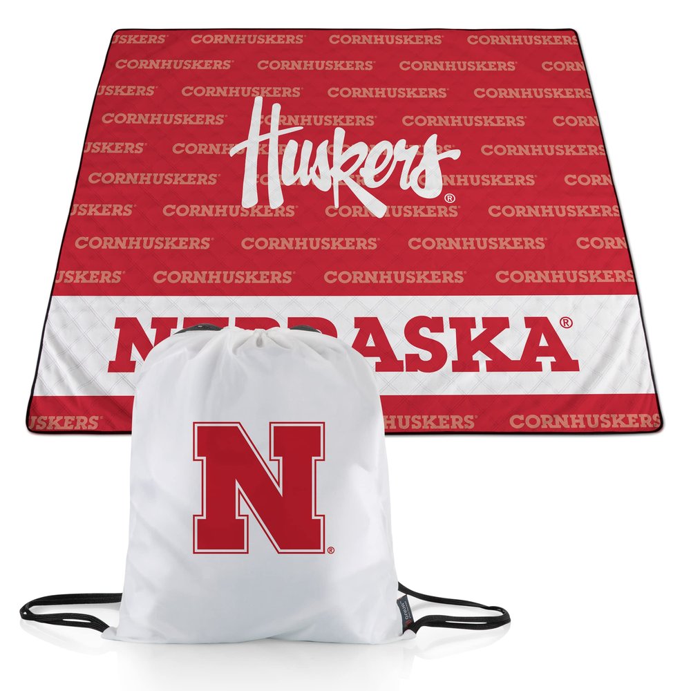 Picnic TIME NCAA Nebraska Cornhuskers Impressa Picnic Blanket, Lightweight Beach Blanket, Machine Washable, Outdoor Blanket, (Red and White)
