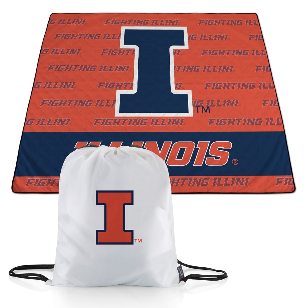 Picnic TIME NCAA Illinois Fighting Illini Impressa Picnic Blanket, Lightweight Beach Blanket, Machine Washable, Outdoor Blanket, (Orange and Blue) 60 x 50