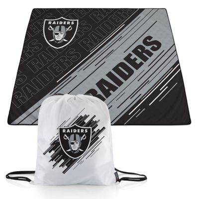 PICNIC TIME NFL Las Vegas Raiders Impressa Picnic Blanket, Lightweight Beach Blanket, Machine Washable, Outdoor Blanket, (Black and Gray)