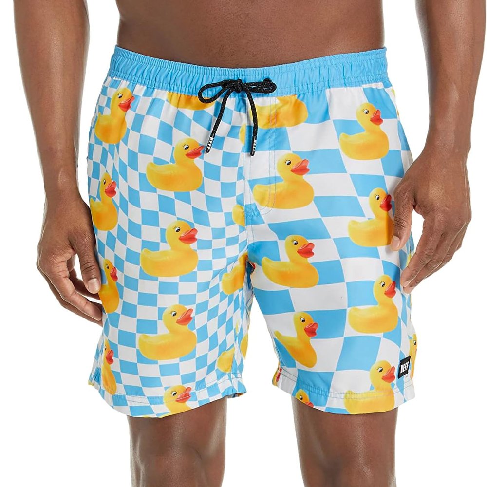 NEFF Mens Daily Hot Tub - for Swimming Board Shorts, White/Blue Ducky, 3X US