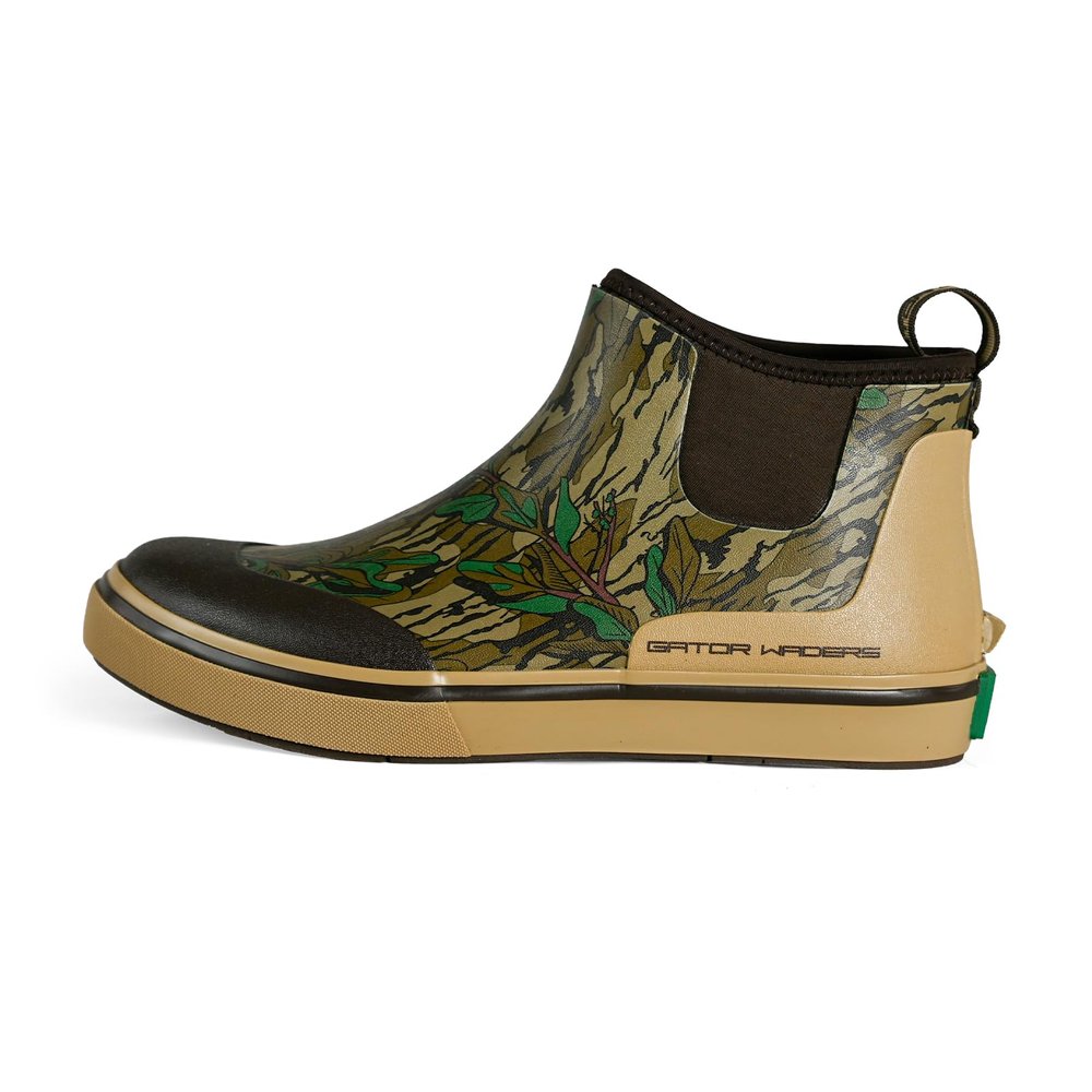 Gator Waders Men's Camp Boots - Durable Slip-Resistant Neoprene Lined Waterproof Ankle Boots - Mossy Oak Greenleaf, 8
