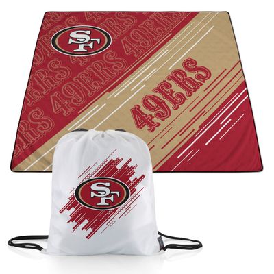 PICNIC TIME NFL San Francisco 49ers Impressa Picnic Blanket, Lightweight Beach Blanket, Machine Washable, Outdoor Blanket, (Red and Gold)