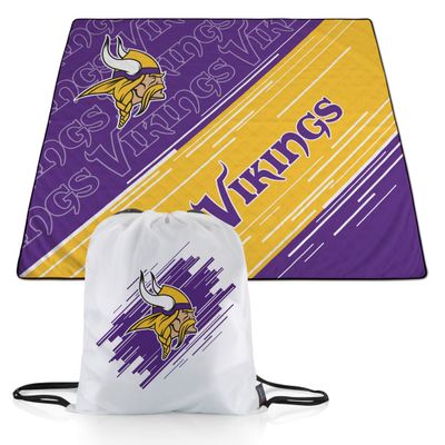 PICNIC TIME NFL Minnesota Vikings Impressa Picnic Blanket, Lightweight Beach Blanket, Machine Washable, Outdoor Blanket, (Purple and Yellow)