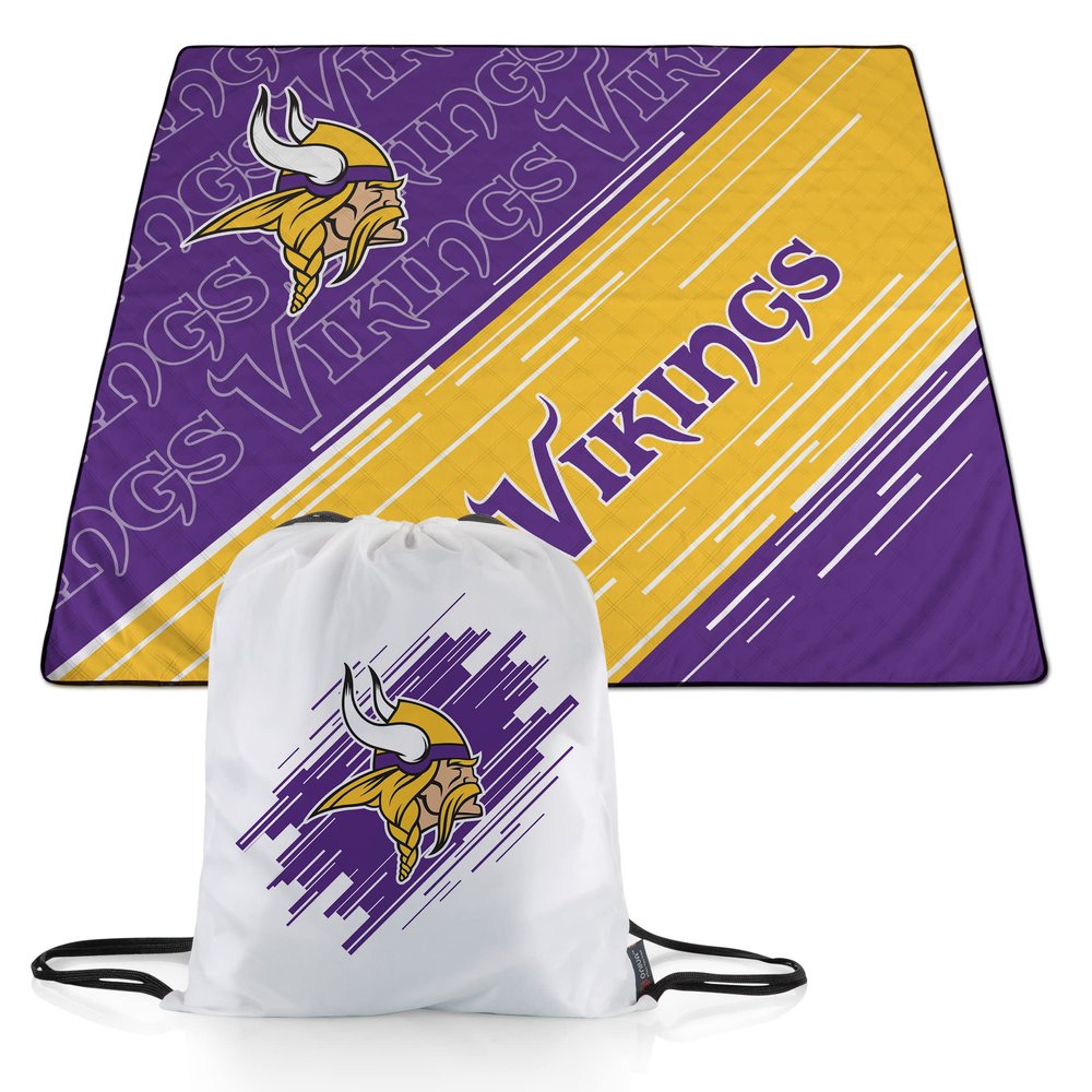 PICNIC TIME NFL Minnesota Vikings Impressa Picnic Blanket, Lightweight Beach Blanket, Machine Washable, Outdoor Blanket, (Purple and Yellow)