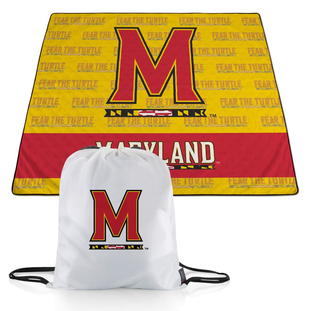 Picnic TIME NCAA Maryland Terrapins Impressa Picnic Blanket, Lightweight Beach Blanket, Machine Washable, Outdoor Blanket, (Yellow and Red)