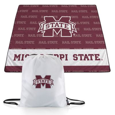 Picnic TIME NCAA Mississippi State Bulldogs Impressa Picnic Blanket, Lightweight Beach Blanket, Machine Washable, Outdoor Blanket, (Red and White)
