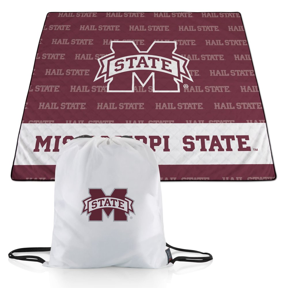 Picnic TIME NCAA Mississippi State Bulldogs Impressa Picnic Blanket, Lightweight Beach Blanket, Machine Washable, Outdoor Blanket, (Red and White)