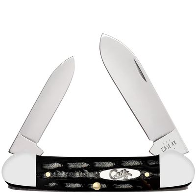 Case XX WR POCKET KNIFE JIGGED BUFFALO HORN CANOE, ITEM 65029, LENGTH CLOSED 3 5/8 INCH (BH2131 SS)