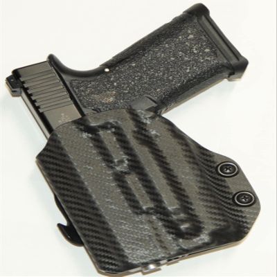 REVKEL Custom Kydex Molded OWB Paddle Holster for Springfield XDS MOD2 3.3" w/Viridian E. Black Left Hand Draw. Hand Crafted in Texas, USA.