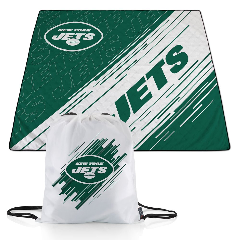 PICNIC TIME NFL New York Jets Impressa Picnic Blanket, Lightweight Beach Blanket, Machine Washable, Outdoor Blanket, (Green and Silver)