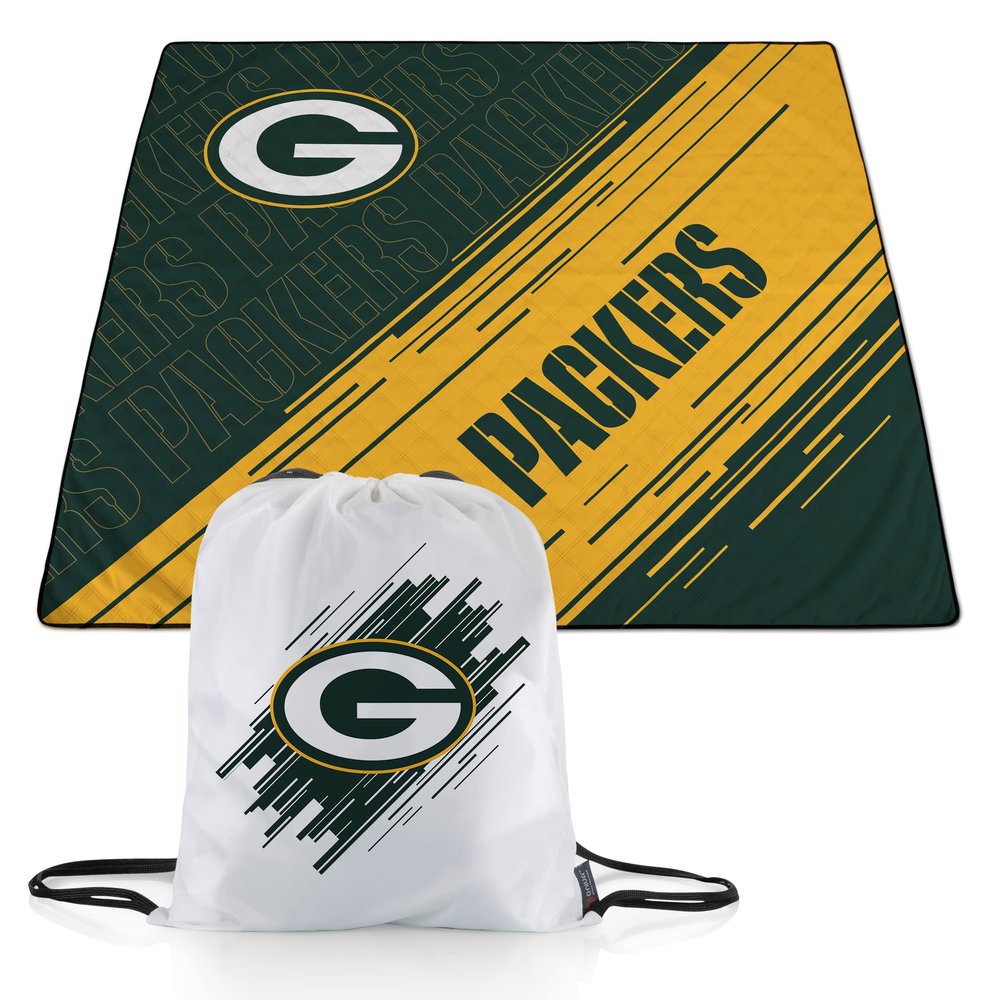 PICNIC TIME NFL Green Bay Packers Impressa Picnic Blanket, Lightweight Beach Blanket, Machine Washable, Outdoor Blanket, (Green and Gold)