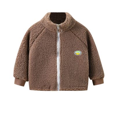 Kids Boys Girls Jacket Coat Cartoon Long Sleeve Patchwork Fleece Jacket Coat Thick Warm Outerwear (Brown, 2-3 Years)