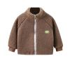 Kids Boys Girls Jacket Coat Cartoon Long Sleeve Patchwork Fleece Jacket Coat Thick Warm Outerwear (Brown, 2-3 Years) view 1