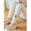 KAGAYD Toddler Girls Cotton Leggings Knitted Pantihose Soild Color Stretchy Basic Ninth Pants Pantyhose (White, 12-24 Months) view 3