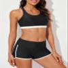 Aleumdr Womens Tankini Swimsuits Athletic Three Piece Tummy Control Bathing Suits with Shorts Modest Swimsuits for Women Black Medium view 3
