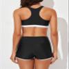 Aleumdr Womens Tankini Swimsuits Athletic Three Piece Tummy Control Bathing Suits with Shorts Modest Swimsuits for Women Black Medium view 4