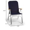 FORMA MARINE Folding Aluminum Boat Chair with Teak Armrests Uniform Fabric, Folding, Anodized, Navy Blue Fabric, Model M120NB view 3