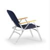FORMA MARINE Folding Aluminum Boat Chair with Teak Armrests Uniform Fabric, Folding, Anodized, Navy Blue Fabric, Model M120NB view 4