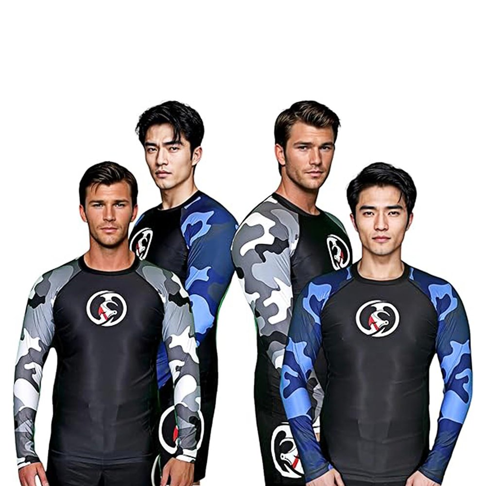 KOMBAT USA Rash Guard for Men BJJ KC Ocean & Snow | BJJ Rash Guards for Men | Compression Shirt | Mens Rashguard Long Sleeve (as1, Alpha, x_l, Regular, Regular, Blue)