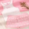 Barbie Ladies Pajama Set | Womens Ribbed White Vest & Pink All Over Print Elasticated Shorts | Fashion Doll Graphic Sleepwear view 3