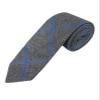 Boys Slim Tweed Plaid Check Formal Wedding Smart Casual Gray Blue Tie Neckwear Acessory Set view 2