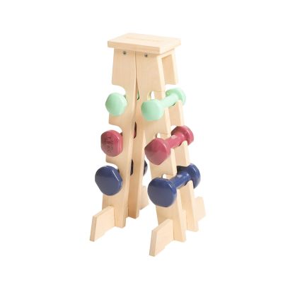Meanswood Dumbbell Rack Weight Rack for Home Gym Dumbbell Stand in Wood Made in Italy (155LBS-6 Weights)