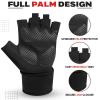 BEAST RAGE Padded Workout Gloves for Men, Long Wrist Straps Stabilize Adult Grip Weight Lifting Gloves with Powerlifting Support Gym, Exercise and Extra Pull ups Sturdy Palm (Black, L) view 3