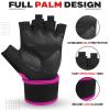 BEAST RAGE Padded Workout Gloves for Men, Long Wrist Straps Stabilize Adult Grip Weight Lifting Gloves with Powerlifting Support Gym, Exercise and Extra Pull ups Sturdy Palm (Pink, S) view 3