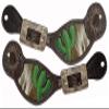 Showman Ladies Leather Spur Straps w/Hair-On Cowhide & Cactus view 1