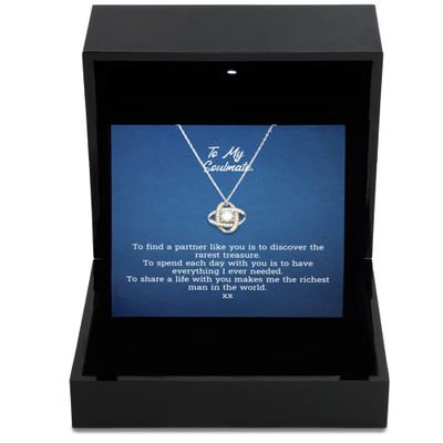 Love Knot Rose Gold Necklace Luxury Box Lesbian Girlfriend Gifts Necklace, Birthday Valentines Day Crown Eternity Love Knot Pendant, for LGBT Couple