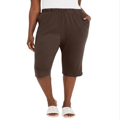 Jessica London Women's Plus Size Soft Ease Capri - 34/36, Chocolate