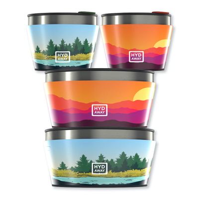HYDAWAY Collapsible Bowl Bundle - Two 1-Quart and Two 1.5-Cup Insulated Bowls - BPA-Free, Press-Fit Lids, and Space-Saving Design for Camping, Travel, and Everyday Meals