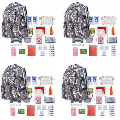 Family 4 Pack - B72 - Pro Series Deluxe Camo 72 Hour Emergency Backpack Survival Kit for 1 Person | Survival Kit for Wildfires, Earthquake, Tornado, Hurricane, and Other Emergencies