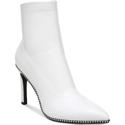 Bar III Womens Melanay Leather Embellished Booties White 5.5 Medium (B,M)