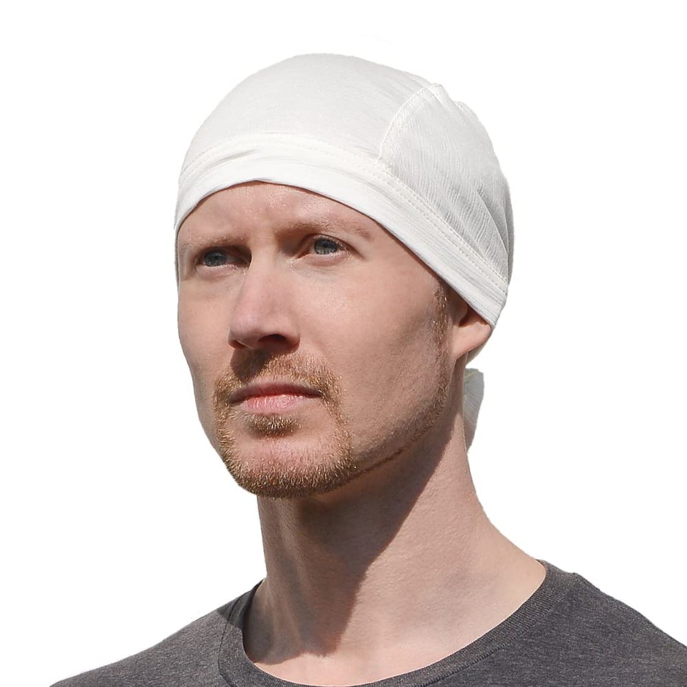 100% Cotton Mens Womens Bandana - Easy Tie Welding Caps Style Sports Durag Sun Hat Chef Bandana White