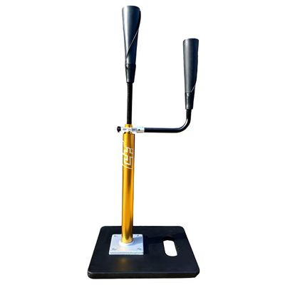 CT4 Dual Training Double TEE for Baseball/Softball with Detachable 360 Rotating Arm, Industrial Grade Neoprene Rubber Toppers, Adjustable Height: 24" to 46" Gold