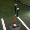 CT4 Dual Training Double TEE for Baseball/Softball with Detachable 360 Rotating Arm, Industrial Grade Neoprene Rubber Toppers, Adjustable Height: 24" to 46" Gold view 2