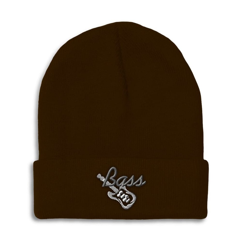 Beanies for Men Bass Guitar B Embroidery General Music Funny Winter Hats for Women Acrylic Skull Cap 1 Size Brown Design Only